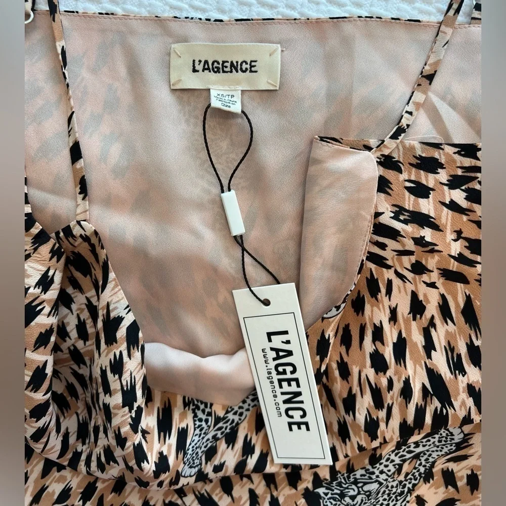 L'AGENCE Jane V Neck Cheetah Silk Camisole Animal Print Tank Top XS NwT - Picture 12 of 14